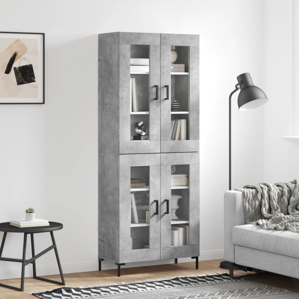 vidaXL Ντουλάπι Γκρι Σκυροδέματος 69,5x34x180cm Επεξεργασμένο Ξύλο 1 τεμ.