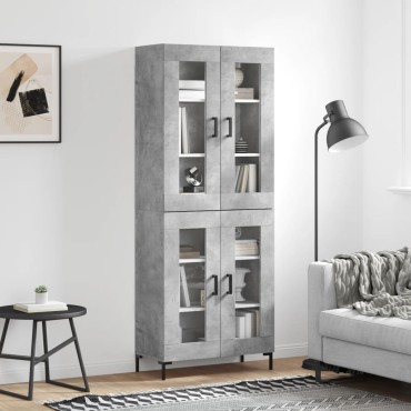 vidaXL Ντουλάπι Γκρι Σκυροδέματος 69,5x34x180cm Επεξεργασμένο Ξύλο 1 τεμ.