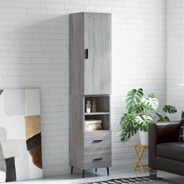 vidaXL Μπουφές Sonoma Γκρι 34,5x34x180cm από Επεξεργασμένο Ξύλο 1 τεμ.