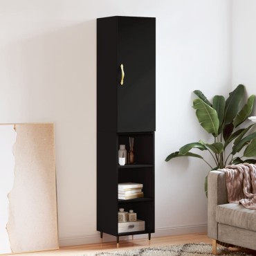 vidaXL Ντουλάπι Μαύρο 34,5x34x180cm από Επεξεργασμένο Ξύλο 1 τεμ.