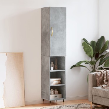vidaXL Ντουλάπι Γκρι Σκυροδέματος 34,5x34x180cm Επεξεργασμένο Ξύλο 1 τεμ.