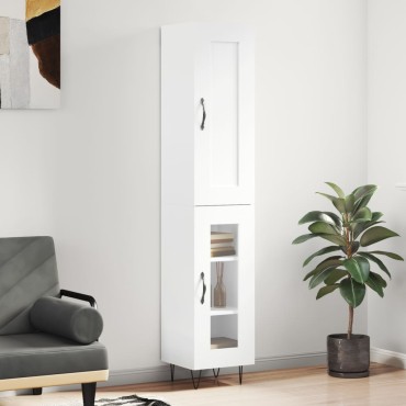 vidaXL Ντουλάπι Λευκό 34,5x34x180cm από Επεξεργασμένο Ξύλο 1 τεμ.