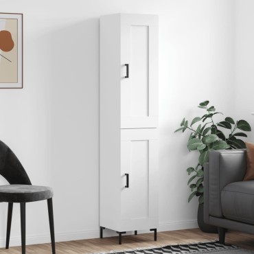 vidaXL Ντουλάπι Γυαλ. Λευκό 34,5x34x180cm από Επεξεργασμένο Ξύλο 1 τεμ.