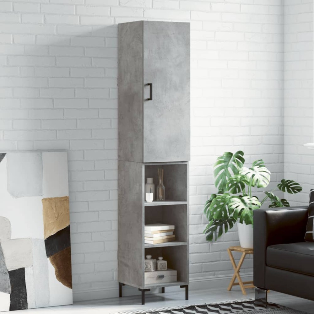 vidaXL Ντουλάπι Γκρι Σκυροδέματος 34,5x34x180cm Επεξεργασμένο Ξύλο 1 τεμ.