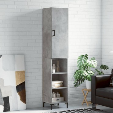 vidaXL Ντουλάπι Γκρι Σκυροδέματος 34,5x34x180cm Επεξεργασμένο Ξύλο 1 τεμ.