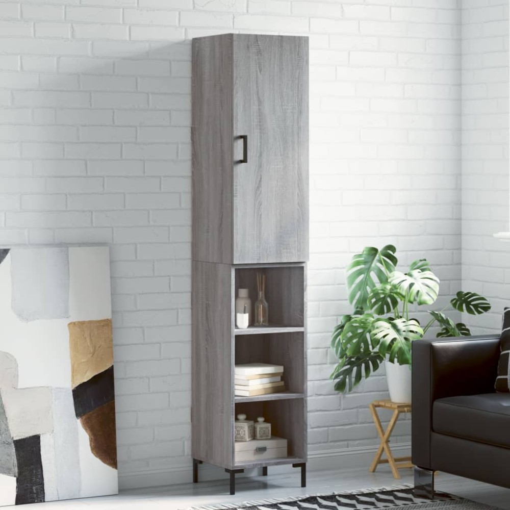 vidaXL Μπουφές Sonoma Γκρι 34,5x34x180cm από Επεξεργασμένο Ξύλο 1 τεμ.