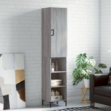 vidaXL Μπουφές Sonoma Γκρι 34,5x34x180cm από Επεξεργασμένο Ξύλο 1 τεμ.