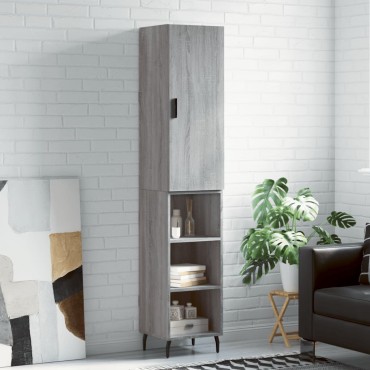 vidaXL Μπουφές Sonoma Γκρι 34,5x34x180cm από Επεξεργασμένο Ξύλο 1 τεμ.