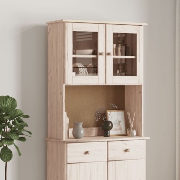 vidaXL Πάνω Ντουλάπι-Βιτρίνα ALTA 77x30x92cm από Μασίφ Ξύλο Πεύκου 1 τεμ.