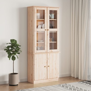 vidaXL Βιτρίνα Γυάλινη ALTA 77x35x186,5cm από Μασίφ Ξύλο Πεύκου 1 τεμ.