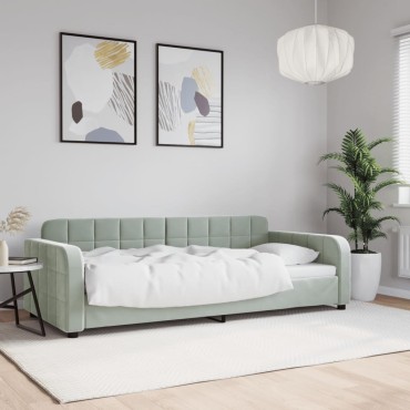 vidaXL Καναπές Κρεβάτι Ανοιχτό Γκρι 90x200cm Βελούδινος 1 τεμ. - Μονό