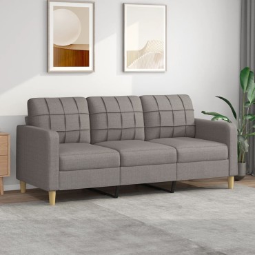 vidaXL Καναπές Τριθέσιος Taupe Υφασμάτινος 198x77x80cm 1 τεμ.