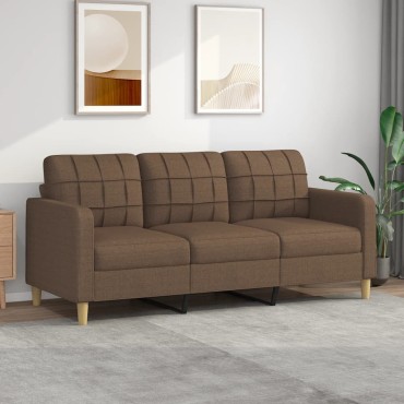vidaXL Καναπές Τριθέσιος Καφέ Υφασμάτινος 198x77x80cm 1 τεμ.