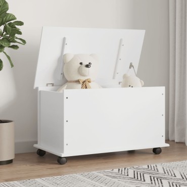 vidaXL Μπαούλο με Ρόδες ALTA Λευκό 73x39,5x43cm Μασίφ Ξύλο Πεύκου 1 τεμ.