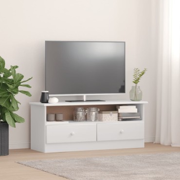 vidaXL Έπιπλο Τηλ. Συρτάρια ALTA Λευκό 100x35x41cm Μασίφ Ξύλο Πεύκου