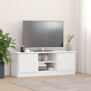 vidaXL Έπιπλο Τηλεόρασης ALTA Λευκό 112x35x41cm από Μασίφ Ξύλο Πεύκου