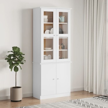 vidaXL Βιτρίνα Γυάλινη ALTA Λευκό 77x35x186,5cm από Μασίφ Ξύλο Πεύκου 1 τεμ.
