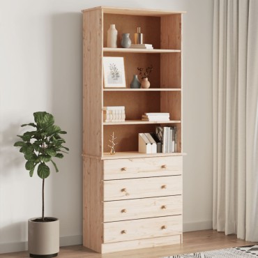 vidaXL Βιβλιοθήκη με Συρτάρια ALTA 77x35x186,5cm Μασίφ Ξύλο Πεύκου 1 τεμ.