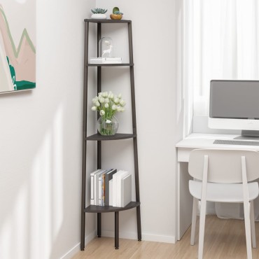 vidaXL Ραφιέρα Γωνιακή 4 Επίπεδων Μαύρη 45,5x31,5x150cm 1 τεμ.