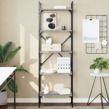 vidaXL Βιβλιοθήκη 5 Επιπέδων Γκρι Sonoma 56x31,5x174cm Επεξ. Ξύλο 1 τεμ.