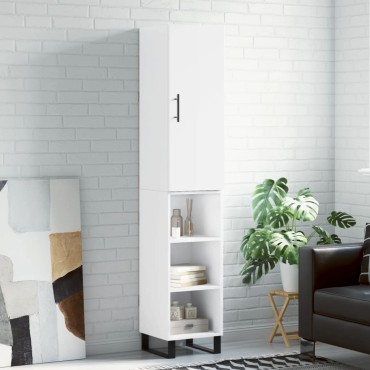 vidaXL Ντουλάπι Γυαλ. Λευκό 34,5x34x180cm από Επεξεργασμένο Ξύλο 1 τεμ.