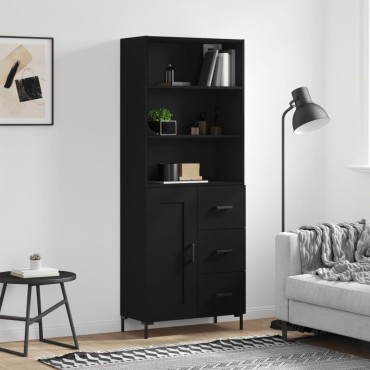 vidaXL Ντουλάπι Μαύρο 69,5x34x180cm από Επεξεργασμένο Ξύλο 1 τεμ.