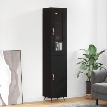 vidaXL Ντουλάπι Μαύρο 34,5x34x180cm από Επεξεργασμένο Ξύλο 1 τεμ.