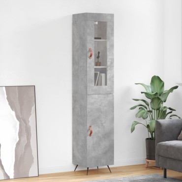 vidaXL Ντουλάπι Γκρι Σκυροδέματος 34,5x34x180cm Επεξεργασμένο Ξύλο 1 τεμ.
