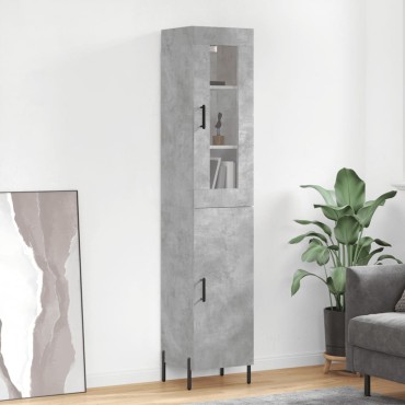 vidaXL Ντουλάπι Γκρι Σκυροδέματος 34,5x34x180cm Επεξεργασμένο Ξύλο 1 τεμ.