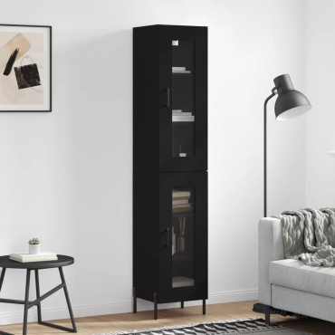 vidaXL Ντουλάπι Μαύρο 34,5x34x180cm από Επεξεργασμένο Ξύλο 1 τεμ.