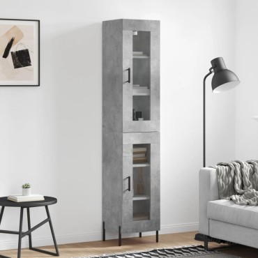 vidaXL Ντουλάπι Γκρι Σκυροδέματος 34,5x34x180cm Επεξεργασμένο Ξύλο 1 τεμ.