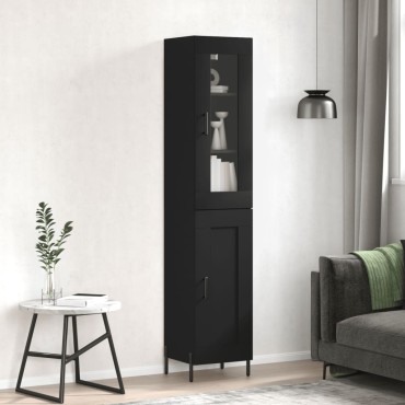 vidaXL Ντουλάπι Μαύρο 34,5x34x180cm από Επεξεργασμένο Ξύλο 1 τεμ.