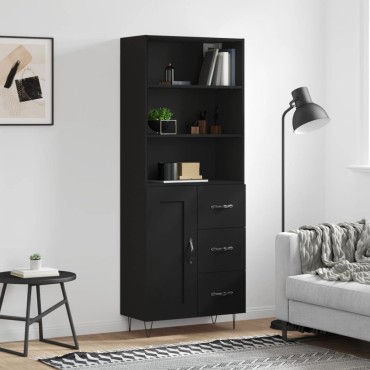 vidaXL Ντουλάπι Μαύρο 69,5x34x180cm από Επεξεργασμένο Ξύλο 1 τεμ.