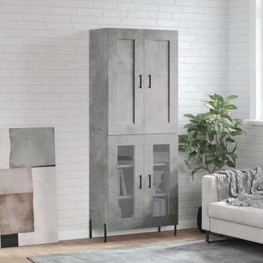 vidaXL Ντουλάπι Γκρι Σκυροδέματος 69,5x34x180cm Επεξεργασμένο Ξύλο 1 τεμ.