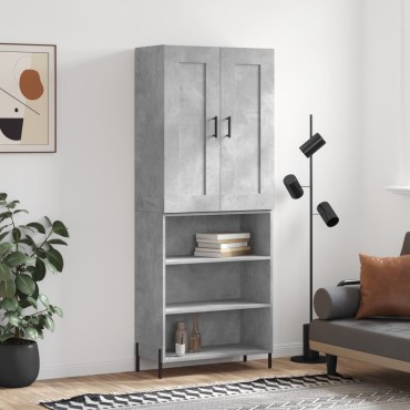 vidaXL Ντουλάπι Γκρι Σκυροδέματος 69,5x34x180cm Επεξεργασμένο Ξύλο 1 τεμ.