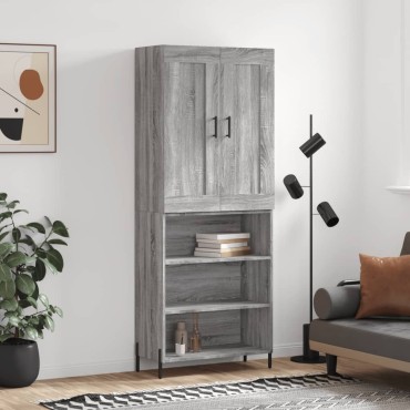 vidaXL Ντουλάπι Γκρι Sonoma 69,5x34x180cm Επεξεργασμένο Ξύλο 1 τεμ.