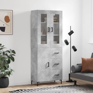 vidaXL Ντουλάπι Γκρι Σκυροδέματος 69,5x34x180cm Επεξεργασμένο Ξύλο 1 τεμ.