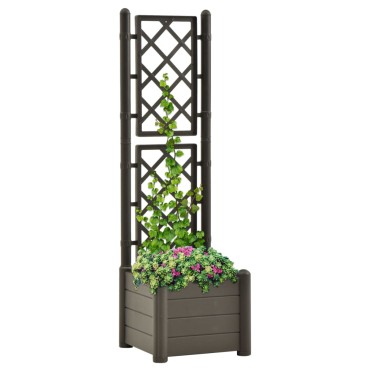 vidaXL Ζαρντινιέρα Κήπου Καφασωτό Ανθρακί 43x43x142 εκ Πολυπροπυλένιο