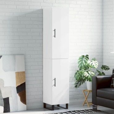 vidaXL Ντουλάπι Γυαλ. Λευκό 34,5x34x180cm από Επεξεργασμένο Ξύλο 1 τεμ.