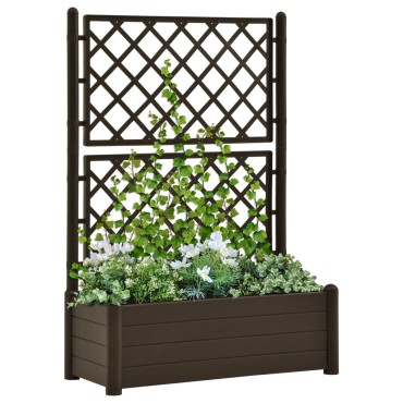 vidaXL Ζαρντινιέρα Κήπου με Καφασωτό Μόκα 100 x 43 x 142 εκ. από PP