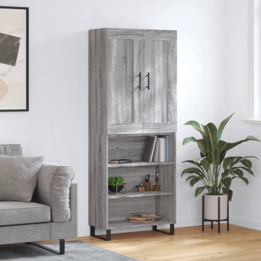 vidaXL Ντουλάπι Γκρι Sonoma 69,5x34x180cm Επεξεργασμένο Ξύλο 1 τεμ.