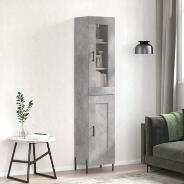 vidaXL Ντουλάπι Γκρι Σκυροδέματος 34,5x34x180cm Επεξεργασμένο Ξύλο 1 τεμ.