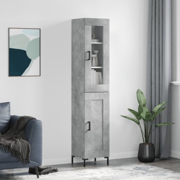 vidaXL Ντουλάπι Γκρι Σκυροδέματος 34,5x34x180cm Επεξεργασμένο Ξύλο 1 τεμ.