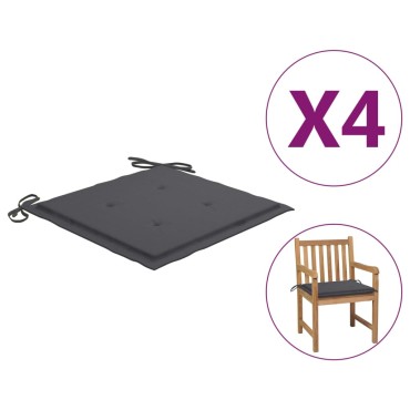 vidaXL Μαξιλάρια Καρέκλας Κήπου 4τεμ Ανθρακί 50x50x4cm Oxford Ύφασμα