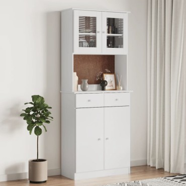 vidaXL Ντουλάπι ALTA Λευκό 77x35x188cm από Μασίφ Ξύλο Πεύκου 1 τεμ.