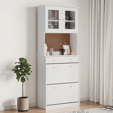 vidaXL Ντουλάπι ALTA Λευκό 77x35x188cm από Μασίφ Ξύλο Πεύκου 1 τεμ.