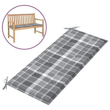 vidaXL Μαξιλάρι για Παγκάκι Κήπου Γκρι Καρό 120x50x4cm Υφασμάτινο