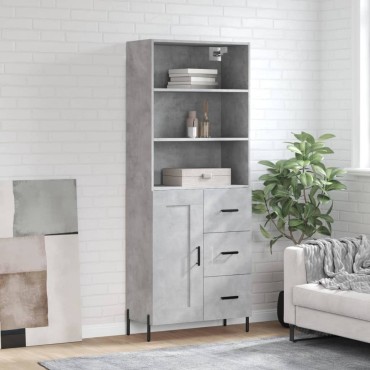 vidaXL Ντουλάπι Γκρι Σκυροδέματος 69,5x34x180cm Επεξεργασμένο Ξύλο 1 τεμ.