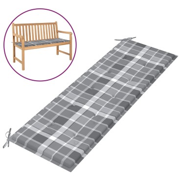 vidaXL Μαξιλάρι για Παγκάκι Κήπου Γκρι Καρό 150x50x4cm Υφασμάτινο