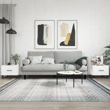 vidaXL Τραπεζάκια Σαλονιού 2 τεμ. Λευκά 50x50x40cm Επεξεργασμένο Ξύλο